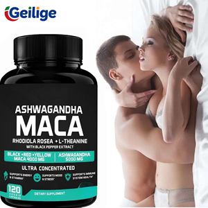 Cápsulas OEM 120 de <span class=keywords><strong>Ashwagandha</strong></span> 5000mg + <span class=keywords><strong>Maca</strong></span> 4000mg, Cápsulas de Rhodiola y L-Teanina 4 en 1 para Energía, Alivio del Estrés y Apoyo Inmunológico - Product Image 1