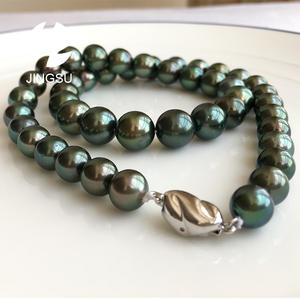 Tradicional perfecto color natural forma redonda de alto brillo tahitiano collar de perlas - Product Image 3