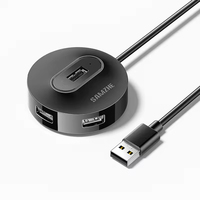 SAMZHE Hub USB 2.0 de 4 Puertos, Divisor Multipuerto USB A, Adaptador de Expansión de Datos de Alta Velocidad para Laptop, PC, Teclado, Ratón, Memoria USB