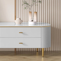 Ensemble de meubles de salon de style italien minimaliste, meuble TV, table basse, combinaison avec pieds en métal doré, armoire de rangement