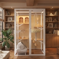 Vente en gros : Cage d'intérieur moderne et spacieuse pour chat, grande maison pour chat avec porte transparente, villa pour animaux de compagnie pour salon