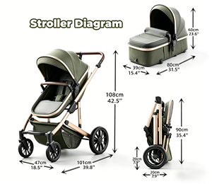 Carrito de <span class=keywords><strong>Bebé</strong></span> Plegable de Aluminio, Clásico, Premium, Compacto, de Lujo, Fácil de Manejar - Product Image 3