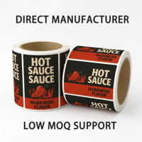 Étiquette alimentaire personnalisée en papier couché brillant écologique et imperméable pour emballage de sauce piquante, avec impression de logo de marque et autocollant en rouleau
