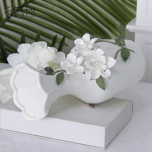 V210W 10 pouces céramique <span class=keywords><strong>cimetière</strong></span> blanc vase à fleurs moderne jardin vases décor pour maison bureau étagère - Product Image 5