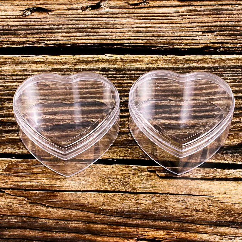 Recipiente de papel de flores para doces, recipiente de plástico transparente para doces com forma de coração