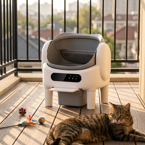 Bac à litière intelligent autonettoyant OEM 74L grande capacité avec contrôle à distance via application WiFi, en matériaux durables ABS+PP et sécuritaires pour les chats - Product Image 1