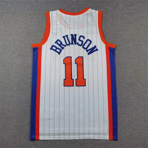 2025 toptan ve sıcak satış erkek spor basketbol işlemeli dikişli siyah mavi formalar #11 Jalen Brunson Knicks formalar - Product Image 1