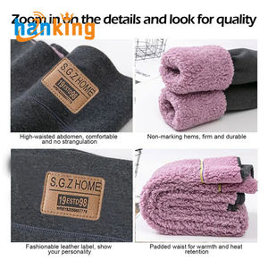 กางเกงเลกกิ้งอุ่นสำหรับผู้หญิง ฤดูหนาว ผ้าขนแกะหนานุ่ม เอวสูง บุขนด้านใน ความยาวระดับข้อเท้า - Product Image 4