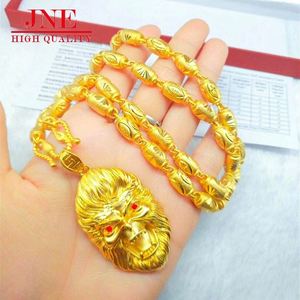 Pendentif roi <span class=keywords><strong>singe</strong></span> de Dubaï en or Collier de perles d'olive en laiton plaqué or Bijoux pour hommes - Product Image 1