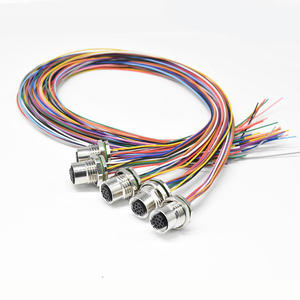 Conector de Alimentación Automotriz M12-A-12P Macho/Hembra para Montaje en Panel, Receptáculo con Cable de 500 mm, 12 Pines, Impermeable IP67, Latón Dorado - Product Image 2