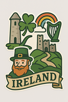 Aimant de réfrigérateur souvenir d'Irlande en résine 3D de taille moyenne, design irlandais porte-bonheur, vente en gros