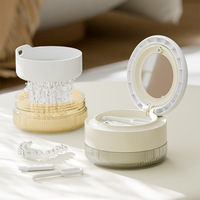 Étui de Rangement Double Couche avec Miroir, Boîte Orthodontique Portable de Voyage, Couche Supérieure pour Outils de Nettoyage, Couche Inférieure pour Drainage