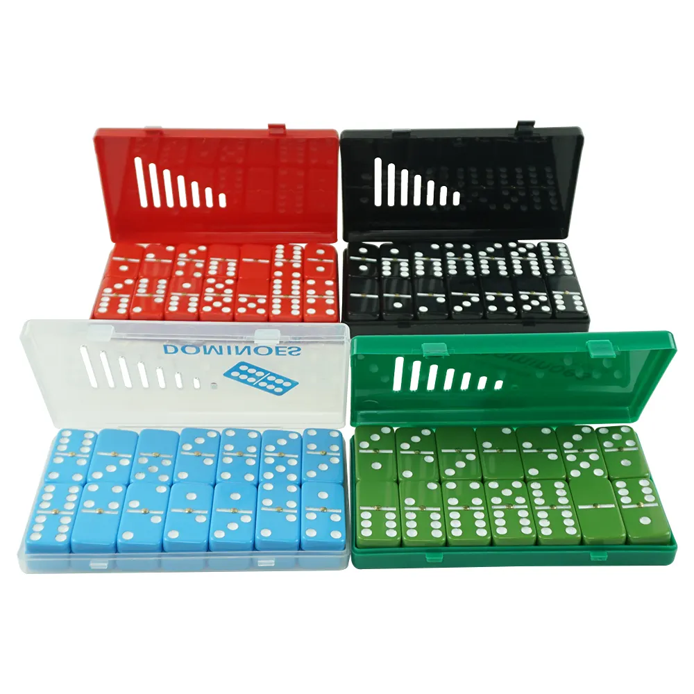 Domino Nhiều Màu Với Nhựa Màu Đỏ Xanh Xanh Đen Của Bộ 6 Domino Đôi Từ Nhà Máy Trực Tiếp