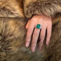 Bague en argent sterling S925 avec émeraude synthétique Paraiba de 5 carats, forme œuf de pigeon, 10*14, vente chaude de l'usine de bijoux MuShan
