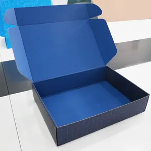 Boîte postale personnalisée bleu marine carton plat t-shirt boîtes d'emballage de vêtements boîte d'expédition pour hommes
