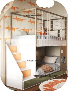 <span class=keywords><strong>Lit</strong></span> superposé en bois personnalisable de 1,35 m pour adolescents, usage domestique, avec filet de sécurité et dimensions uniformes (largeur/<span class=keywords><strong>hauteur</strong></span>) pour chambre à coucher - Product Image 5