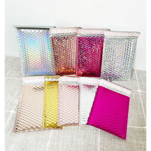 Bolsa de envío personalizada <span class=keywords><strong>sobres</strong></span> metálicos holográficos con burbujas rosa roja para maquillaje, joyería, ropa, embalaje para pequeñas empresas - Product Image 5
