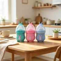 Biberon en verre exclusif pour nouveau-né 80 ml avec couvercle isolant en silicone sûr, alimentation saine pour bébé de 0 à 12 mois, échantillon gratuit