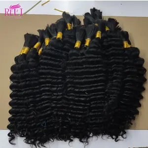 Hot Sale 100% Cuticle Aligned Virgin Human Braiding Hair Bulk Deep Wave Hair Extensions No Weft Hair Bulk