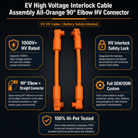 Câble de liaison haute tension EV tout orange 1000V, connecteur HV coudé à 90 degrés ou droit, personnalisé OEM pour pack batterie ESS