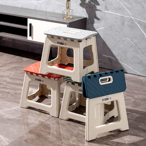 Folding Stool Plastic Portable Outdoor Camping Chair Minimalist Modern Style Train Bench Handheld Seat - Product Image 1