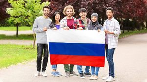 100% di fabbrica in poliestere russo federazione auto bandiera portabandiera e copertura auto con Logo personalizzato appeso stamina per auto e tavoli - Product Image 4