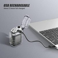 Briquet plasma rechargeable à double arc étanche au vent avec lampe de poche pour l'extérieur, le camping et la cigarette.