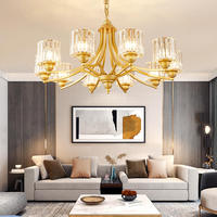 Yihao luxe moderne or laiton lampe à LED Style américain pendentif lumière pour salon petite taille plafond monté lustre