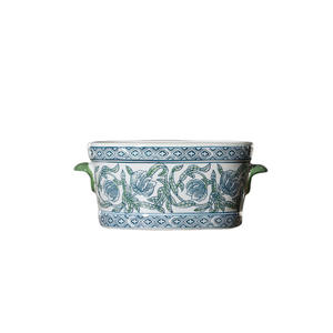 Set di Due Pezzi in <span class=keywords><strong>Ceramica</strong></span> di Jingdezhen, Vaso Ovale in Porcellana Bianca e Blu <span class=keywords><strong>per</strong></span> <span class=keywords><strong>Orchidee</strong></span> e Piante, Decorazione da Tavolo - Product Image 5