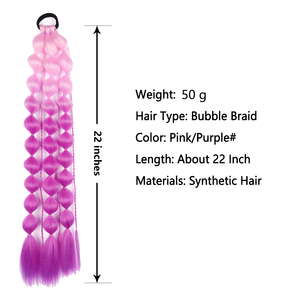 Extensiones de Cabello Sintético de Fibra de Alta Temperatura de 22 Pulgadas, Trenza de Burbujas Colorida, para Niños, Fáciles de Aplicar, Venta al Por Mayor - Product Image 4