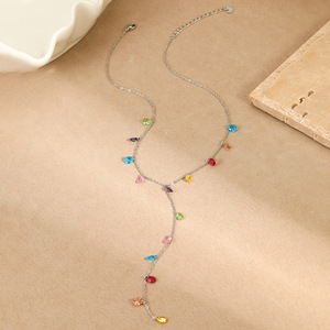 Moda 18K oro plateado colorido circón encantos largo en forma de <span class=keywords><strong>Y</strong></span> collar de cadena de acero inoxidable regalo de joyería para mujeres - Product Image 5