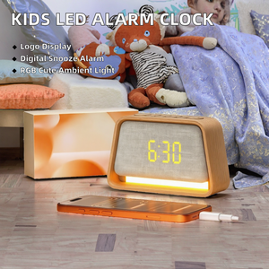 Lámpara de Noche Infantil con Logotipo Personalizado, Reloj Despertador Digital de Plástico con Iluminación Ambiental LED RGB - Product Image 2