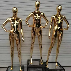 Shinny Gold Electroplate Chrome Mannequin Window Display Men Women Plastic Golden Mannequins