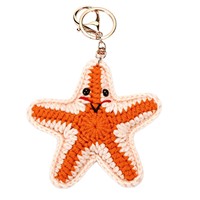 Porte-clés en crochet animaux marins faits main, peluches tricotées étoile de mer, requin, homard, crabe, breloque de sac, pendentif, cadeau