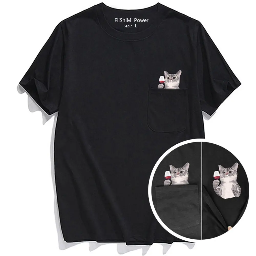 Custom Printed Men Funny Pocket T Shirt Short Sleeve T shirt for Halloween Christmas Gift