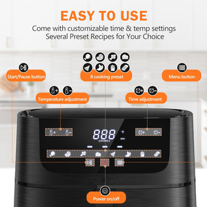 Freidora de Aire Digital Inteligente al por Mayor, la Mejor Según Consumer Reports, de 1.5L-7L de Capacidad, de Acero Inoxidable, Controlada por Aplicación, para Uso Doméstico, Sin Aceite, 12 en 1 - Product Image 5