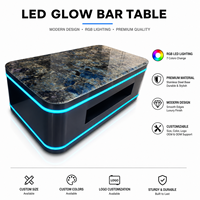 Table pliante LED lumineuse pour mariage, bar de cour, extérieur, avec plateau aspect marbre, base en acier inoxydable, lumière RGB pour jardin, fête, événement