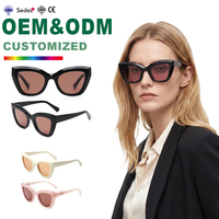 Lunettes de soleil surdimensionnées en acétate à monture relevée pour femmes, lunettes de soleil rétro tendance, monture carrée, vente en gros OEM pour femmes