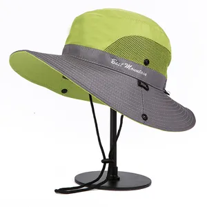 Sommer Großhandel UV Sun wasserdicht Fischer Hut benutzer definierte Logo Mesh breite Krempe Eimer Hut