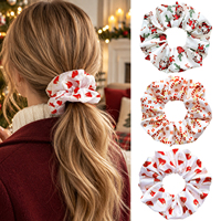 Nouvelle Grande Élastique à Cheveux de Noël Motif Père Noël et Canne à Sucre, Accessoire de Cheveux pour Fêtes de Fin d'Année, Vente en Gros, Logo Personnalisé