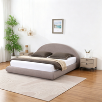 Lit king size moderne rond et complet, rembourré, en tissu compressé, idéal pour chambre principale - Vente chaude