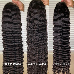 10-40 इंच कच्चे पानी की लहर कैमबोडियन मानव बाल फीता सामने के कुंवारी बालों के साथ पारदर्शी HD पूर्ण फीता लटल - Product Image 3