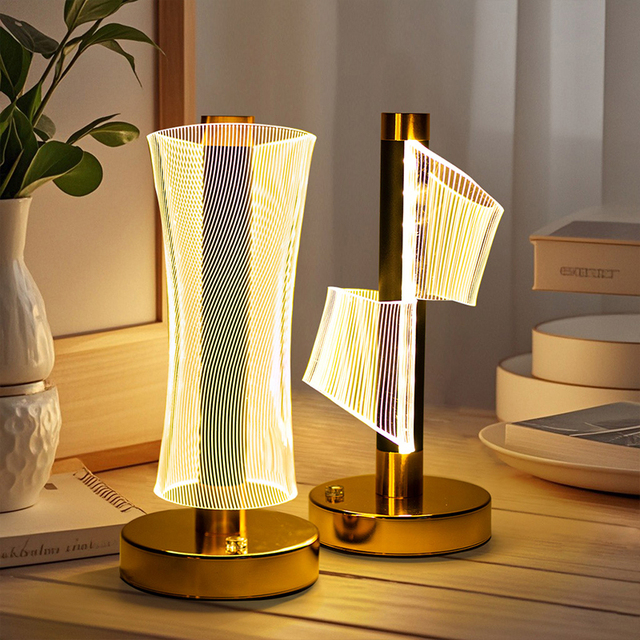Modern Rechargeable LED Crystal Table Lamp with Touch Control - Night Light Projector Romantic Colors DC/AC for Bedroom Reading