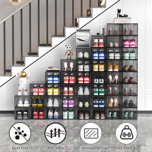 Modern Clear Stackable Detachable Foldable Multifunctional Waterproof Shoe <b>Storage</b> Cabinet Plastic Sneaker <b>Box</b> Transparent - Product Image 2