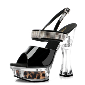 Sandali in cristallo Stripper da 14cm di atmosfera esotica per Nightclub in stile gotico Plus Size Drag Party modello da passerella - Product Image 1