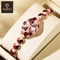 Jam tangan kuarsa tahan air untuk wanita, arloji elegan bahan baja Tungsten dengan desain gelang elegan, jam tangan elegan untuk wanita