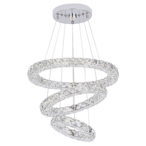 Modern Luxury Pendant <b>Light</b> Changeable Tri-colors LED Strip 44W Loft Apartment Hotel Bedroom 3 Ring Crystal <b>Chandelier</b> - Product Image 1