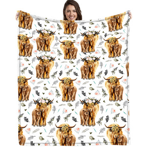 Manta Decorativa con Estampado de Vaca Highland, Rectangular, de Microfibra, Estilo Pastoral, Antipilling, Lavable a Máquina, para Uso Doméstico - Product Image 4