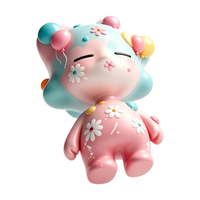 Figurine en PVC Pastel Ballon Daisy Star Head, Dégradé Rose Bleu, Mignonne Poupée en Vinyle, Fabrication Chinoise OEM Personnalisée, Cadeau d'Anniversaire Idéal