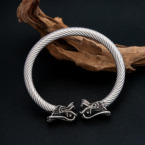 Yunnique – bracelet en acier inoxydable avec tête de Dragon pour hommes, fil d'argent tibétain, bijoux cadeaux - Product Image 2